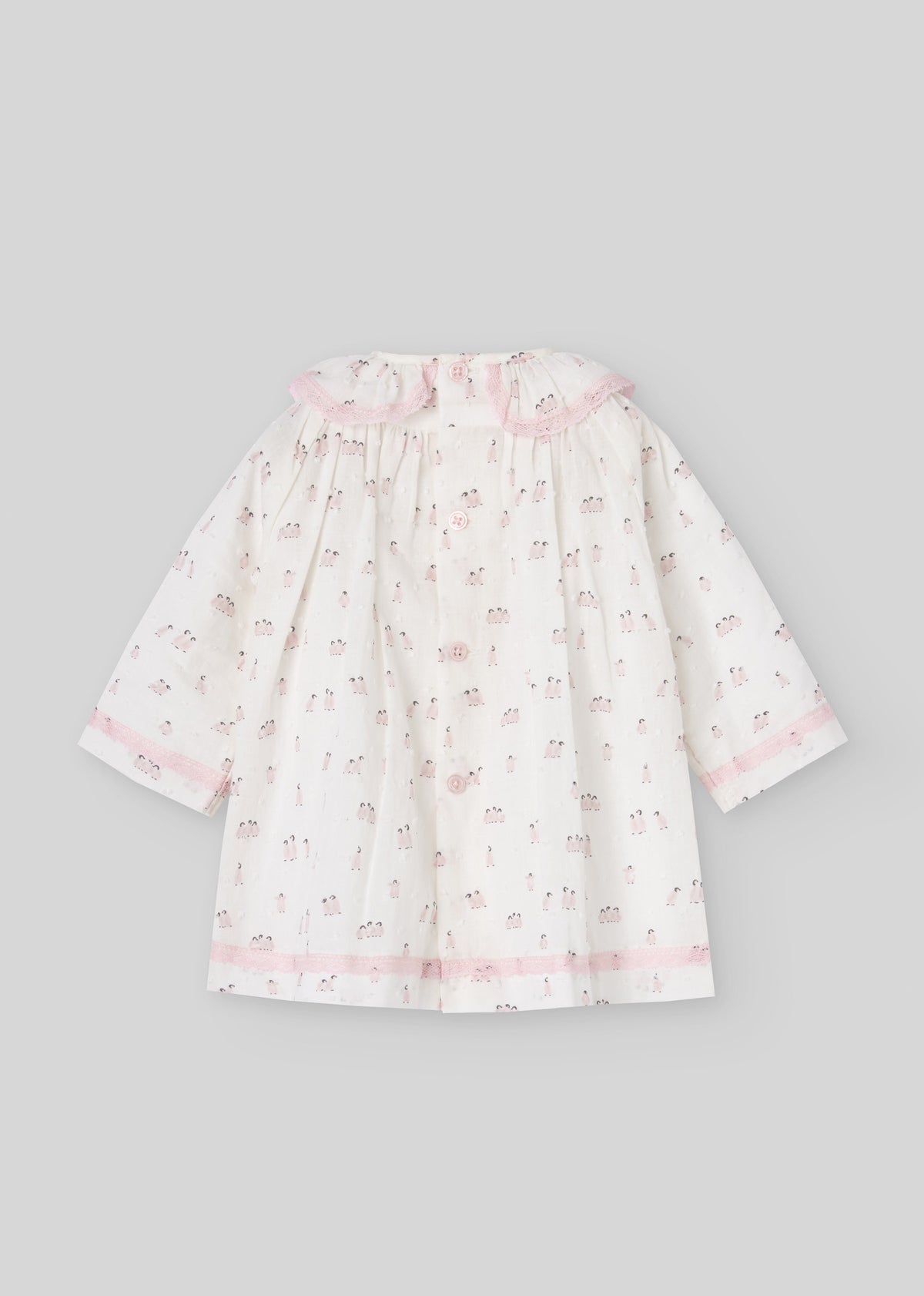 Vestido plumeti estampado c/puntilla "glaciar"