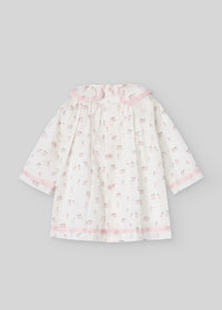 Vestido plumeti estampado c/puntilla "glaciar"