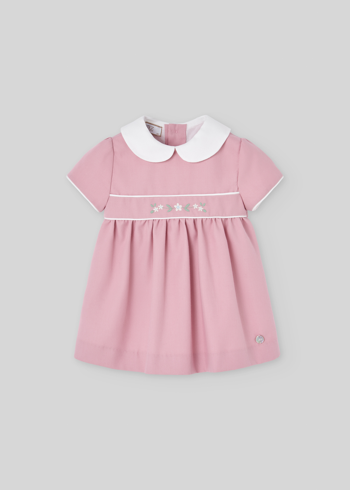 Vestido m/c bordado flores "ledicia"