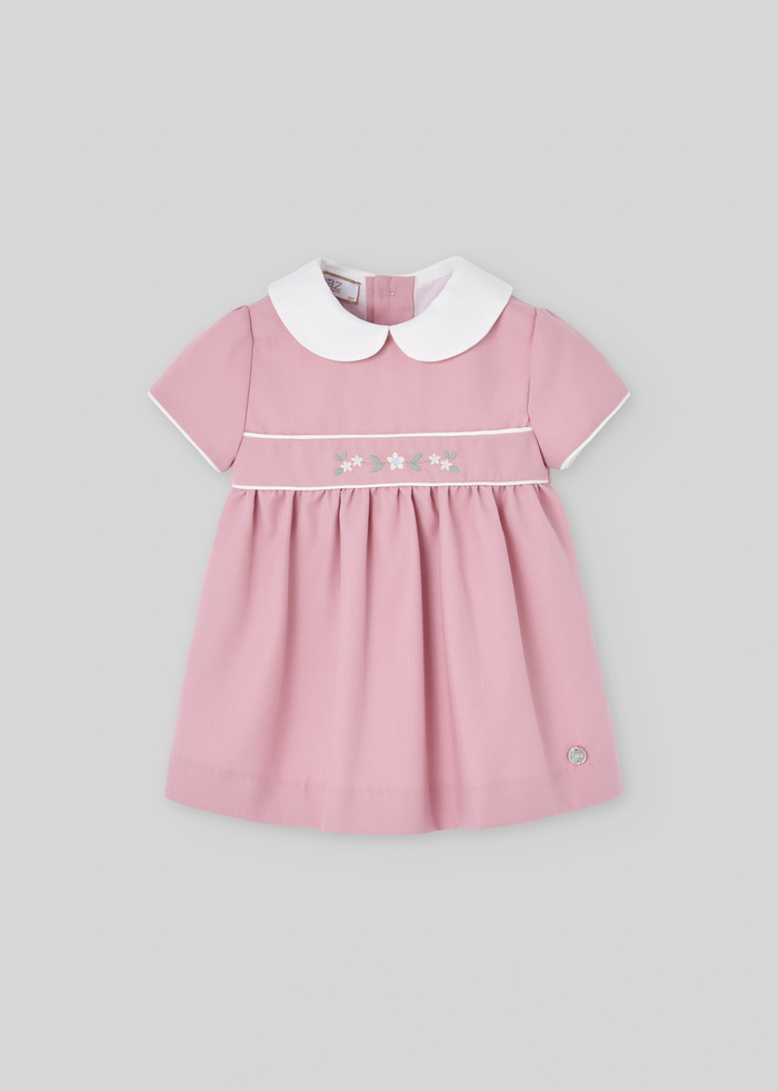Vestido m/c bordado flores "ledicia"