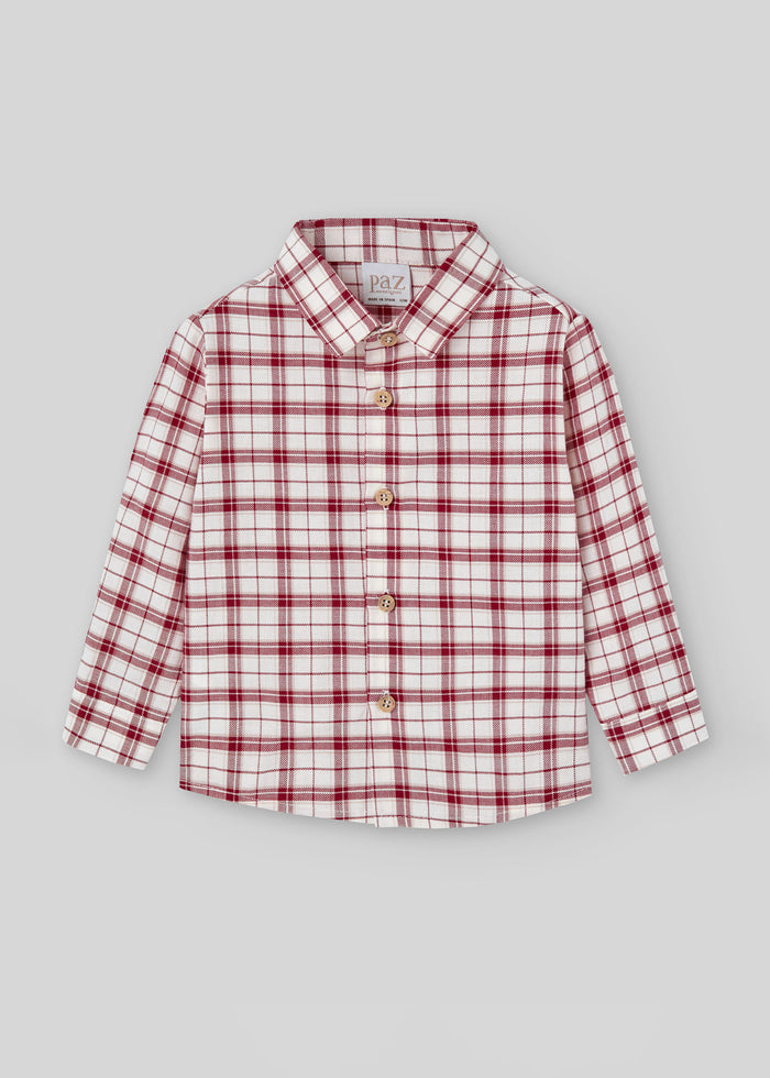 Camisa cuadros acebo para niño, color rojo – Tía Mía