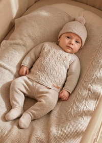Traje de 3 piezas con canesú para bebé, color avellana – Tía Mía