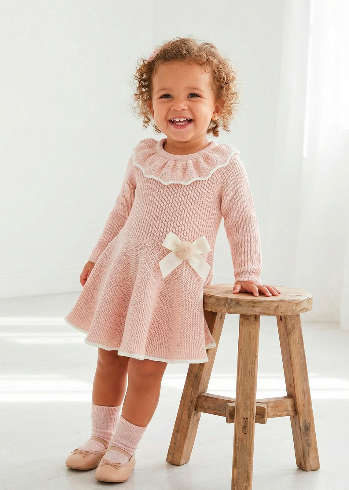 Vestido punto “soft nude shade” para bebé – Tía Mía