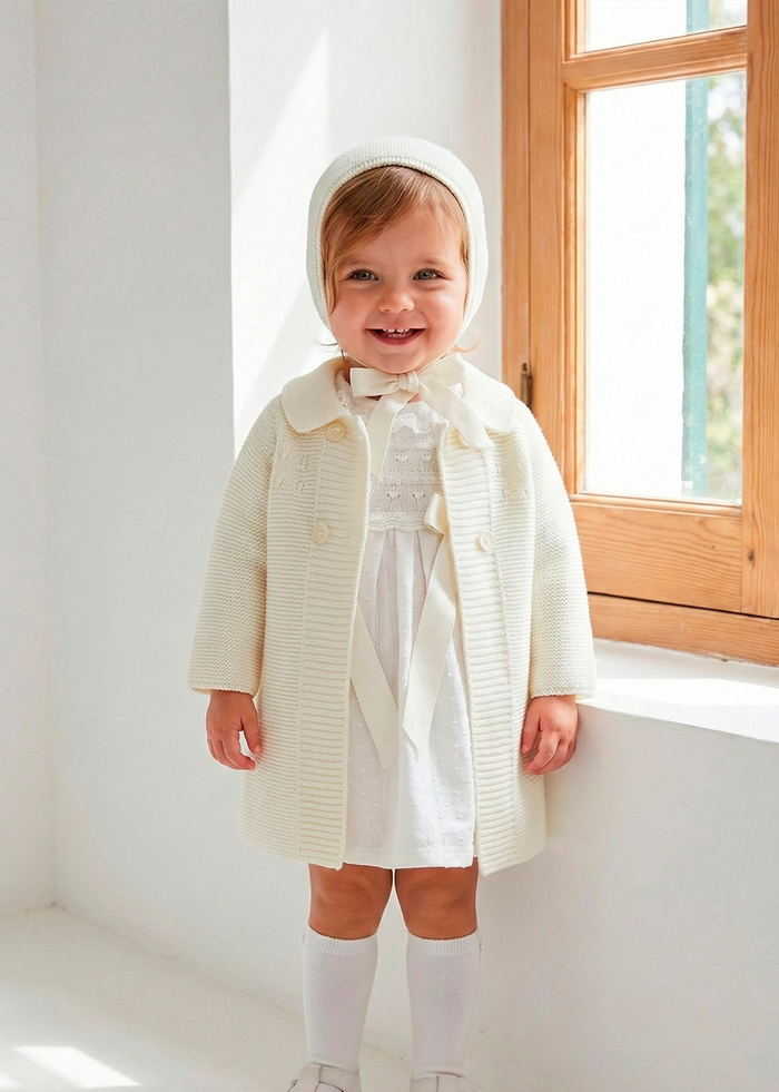 Abrigo y capota punto "timeless off-white"