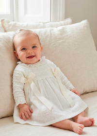 Vestido punto y tejido organza "timeless off-white"
