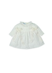 Vestido punto y tejido organza "timeless off-white"