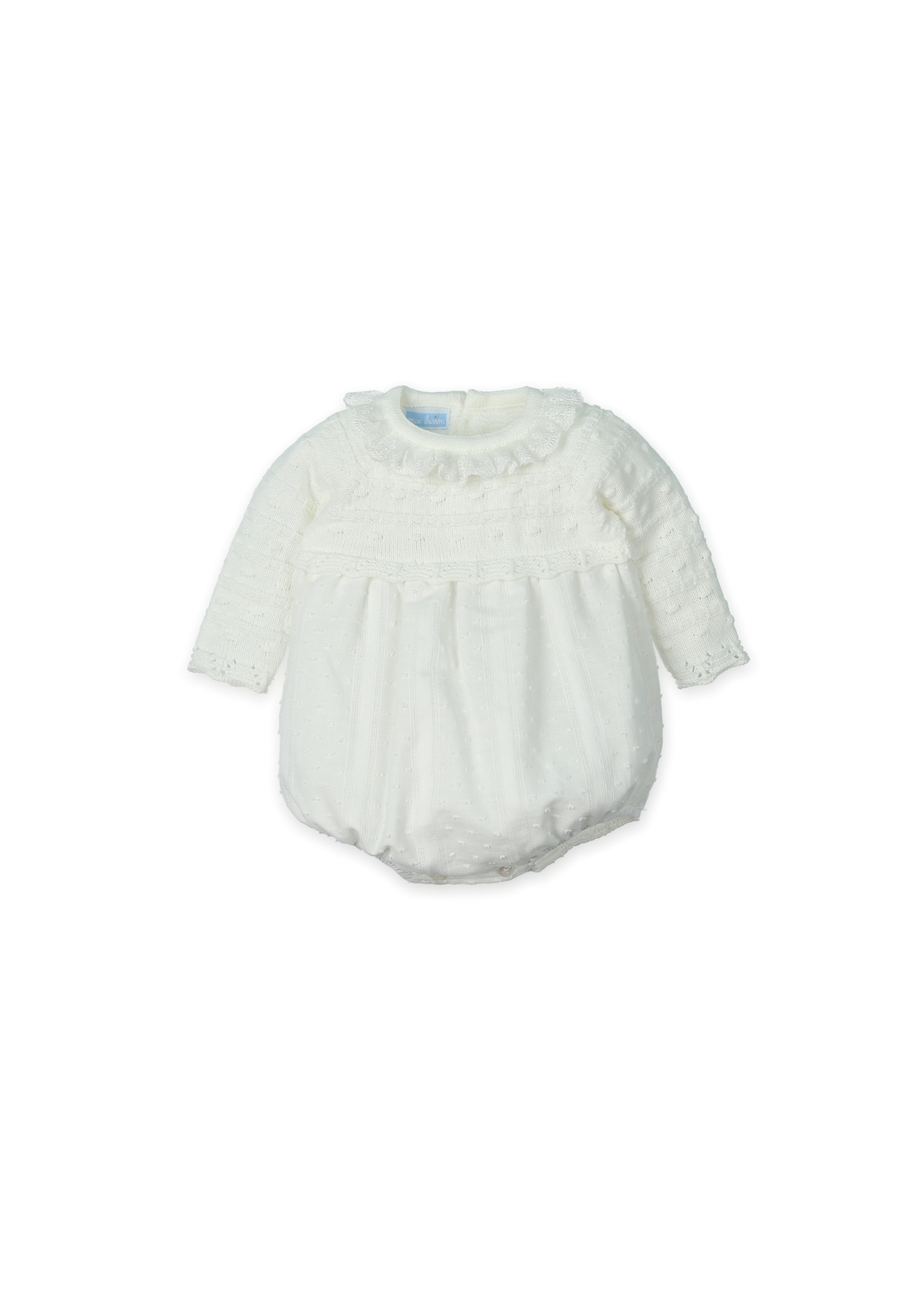 Pelele punto y tejido organza "timeless off-white"