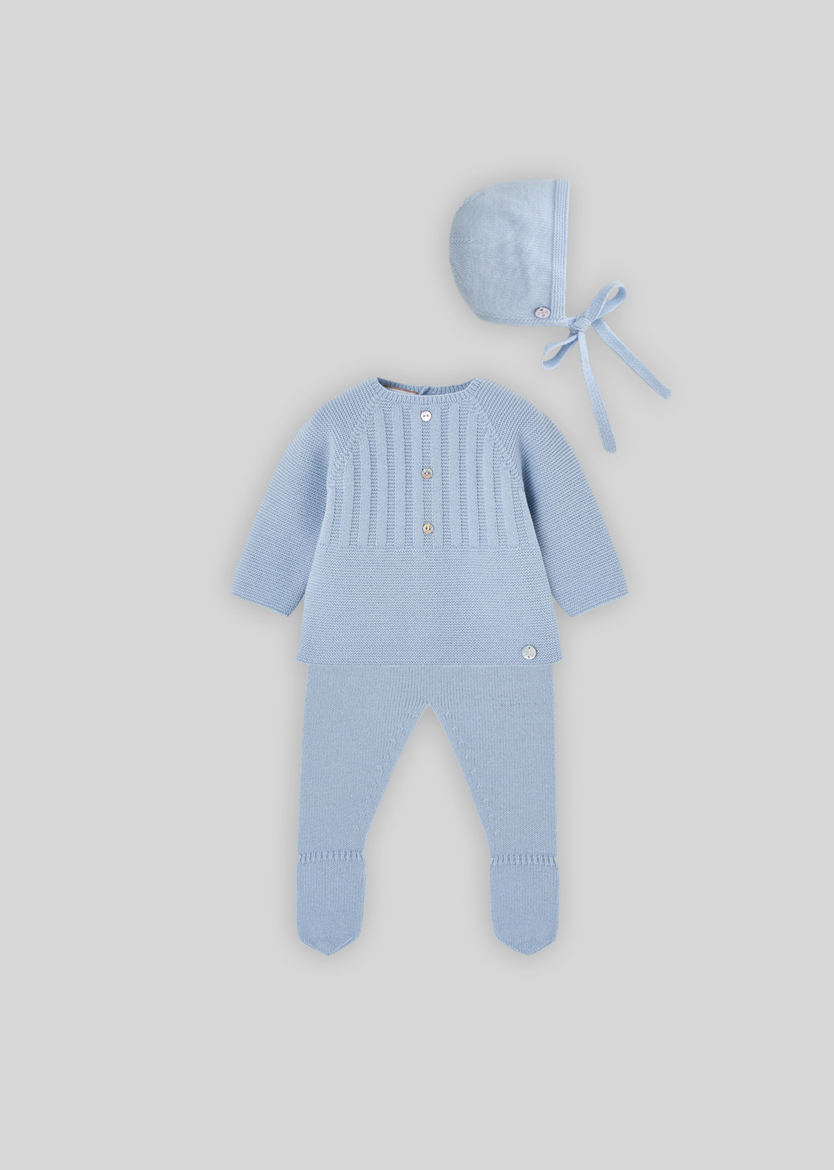 Conjunto jubón + polaina + capota "regalo"