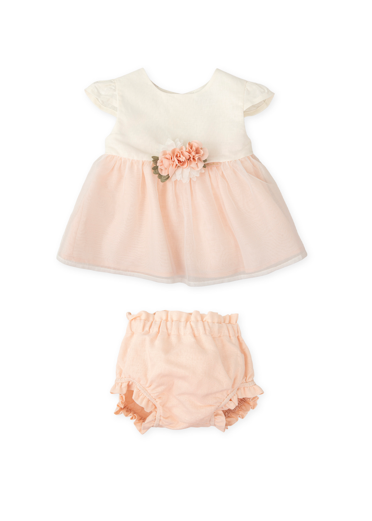 Vestido con braguita lino rosa