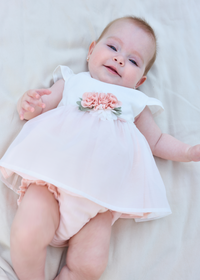 Vestido con braguita lino rosa