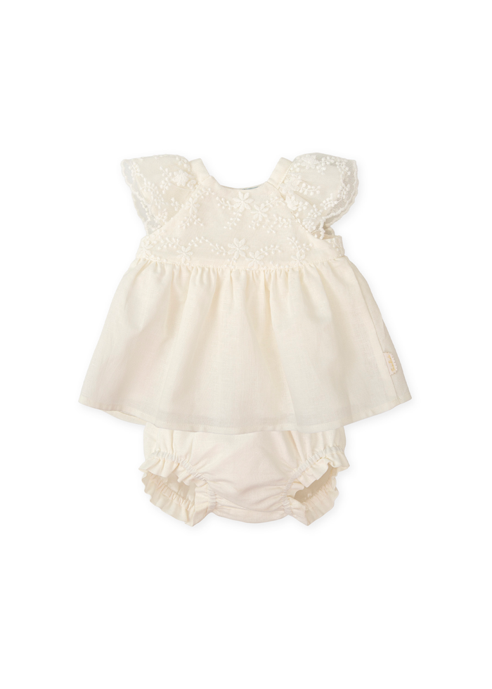 Vestido con braguita tul bordado blanco