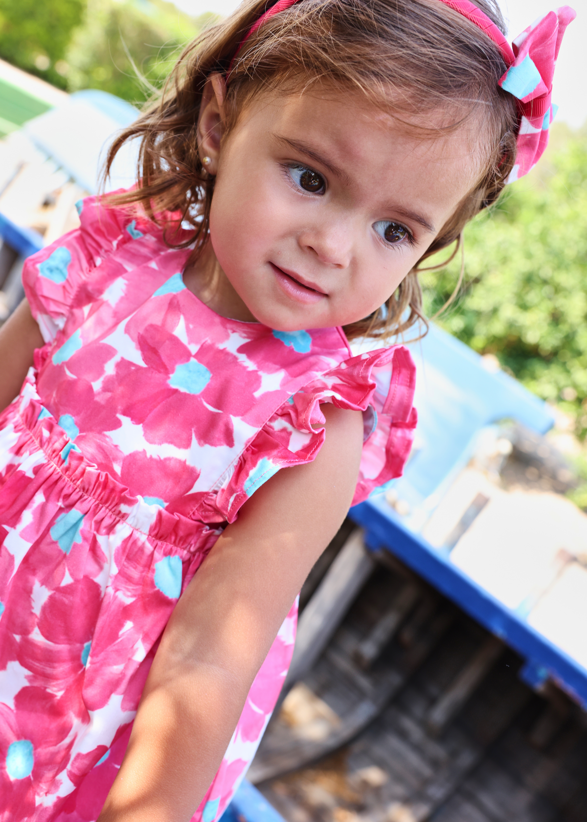 Vestido con braguita flores fucsia