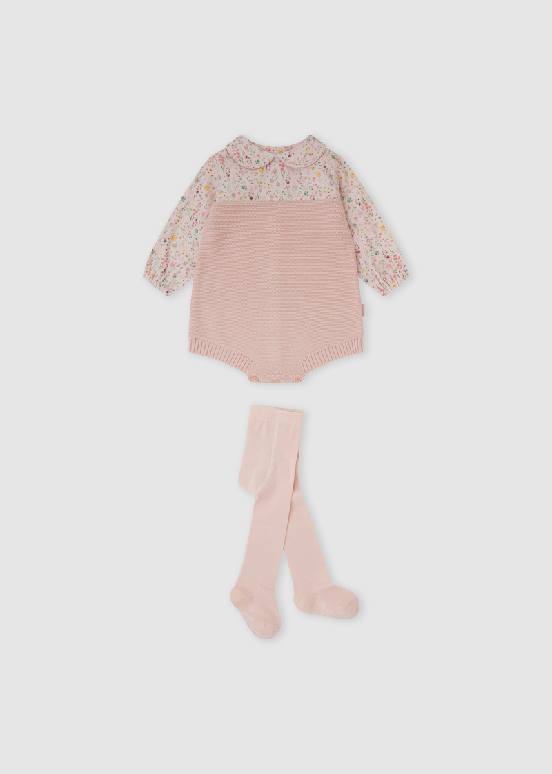 Pelele tricot pétalo con leotardo