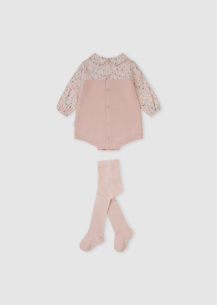 Pelele tricot pétalo con leotardo