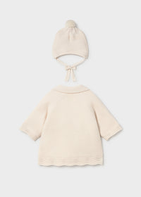Abrigo tricot con gorro recién nacida