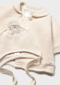 Abrigo tricot con gorro recién nacida