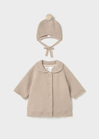 Abrigo tricot con gorro recién nacida
