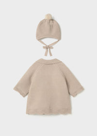 Abrigo tricot con gorro recién nacida