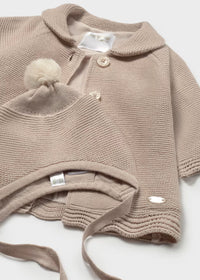Abrigo tricot con gorro recién nacida