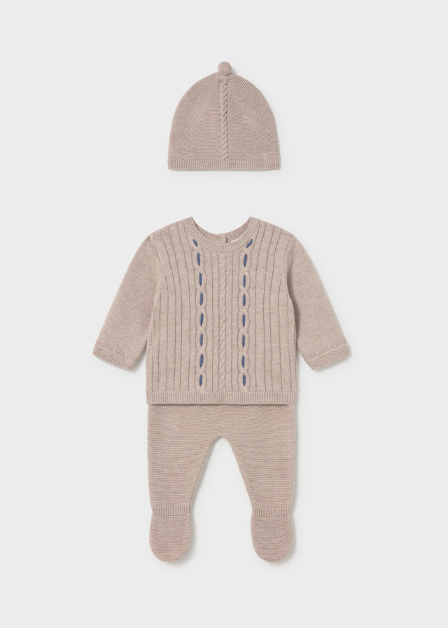 Conjunto 3 piezas tricot recién nacida