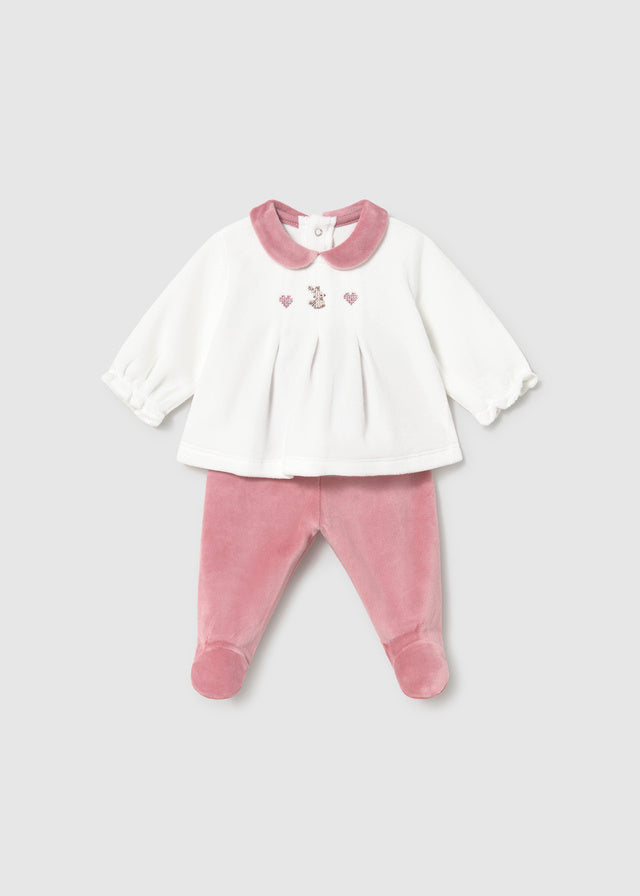 Conjunto polaina y camisera recién nacida