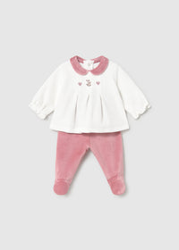 Conjunto polaina y camisera recién nacida
