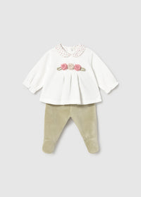 Conjunto polaina y camisera recién nacida