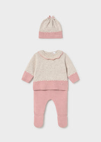 Conjunto 3 piezas tricot recién nacida