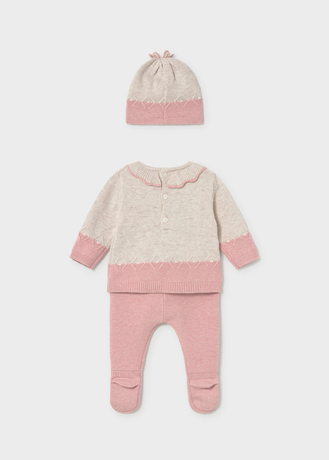 Conjunto 3 piezas tricot recién nacida