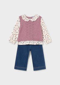 Conjunto pantalón y blusa con chaleco bebé