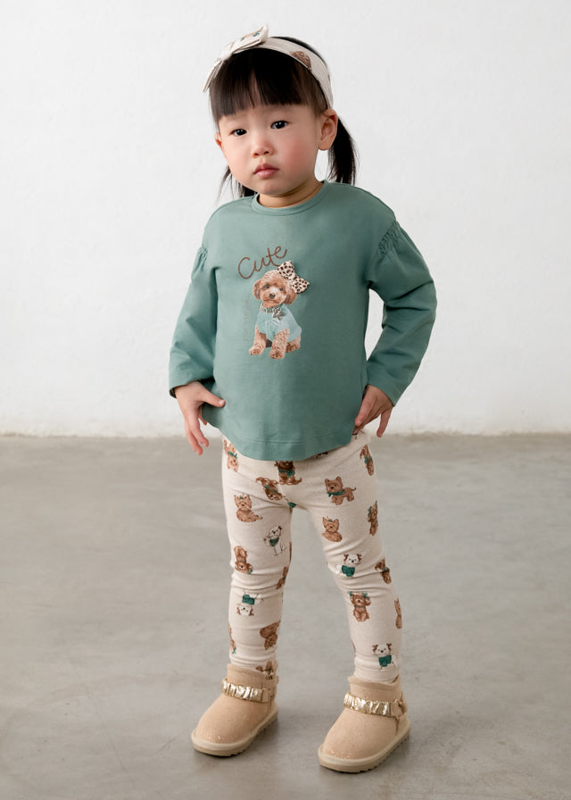 Conjunto con diadema y legging estampado bebé