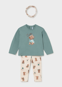 Conjunto con diadema y legging estampado bebé