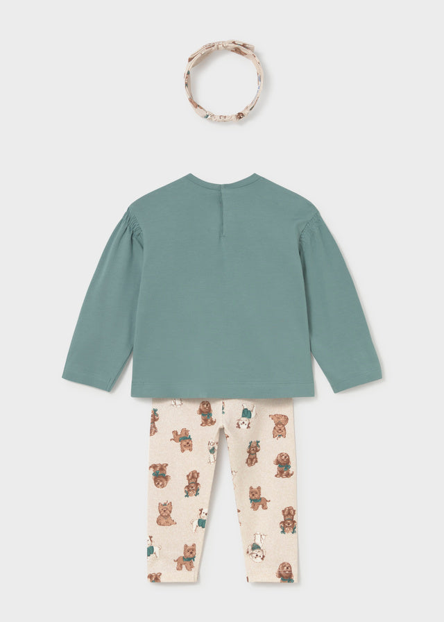 Conjunto con diadema y legging estampado bebé
