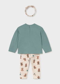 Conjunto con diadema y legging estampado bebé