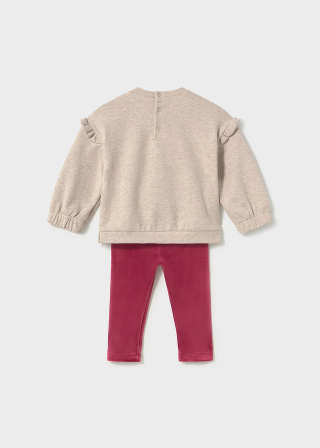 Conjunto sudadera y legging terciopelo bebé