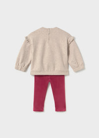 Conjunto sudadera y legging terciopelo bebé