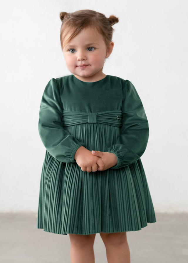 Vestido terciopelo plisado bebé