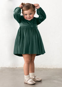 Vestido terciopelo plisado bebé