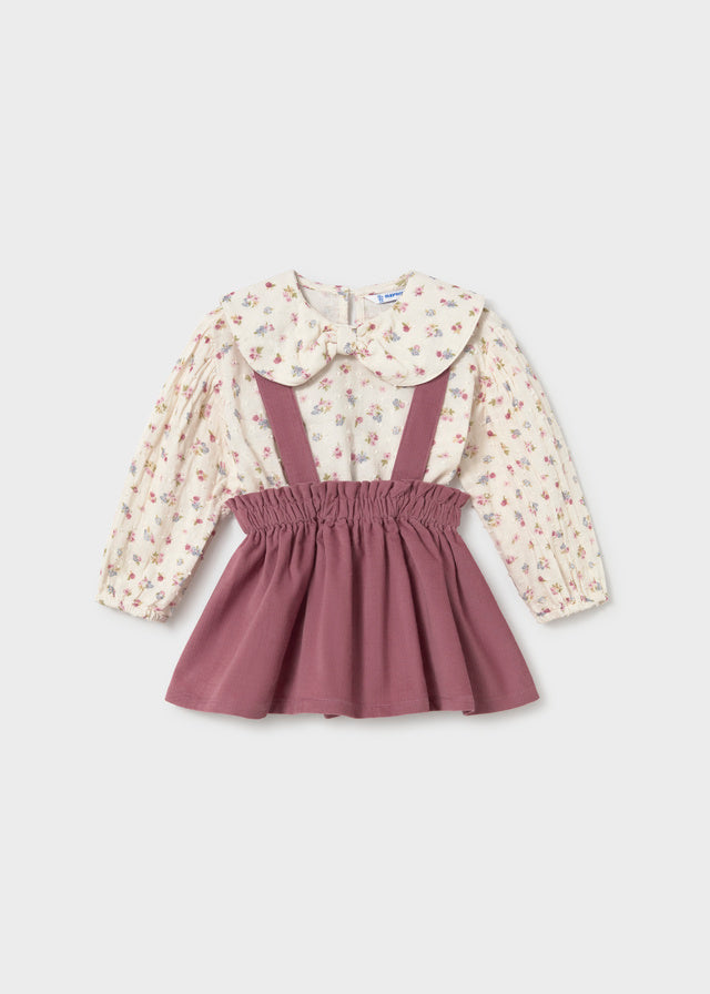 Conjunto falda tirantes y blusa bebé