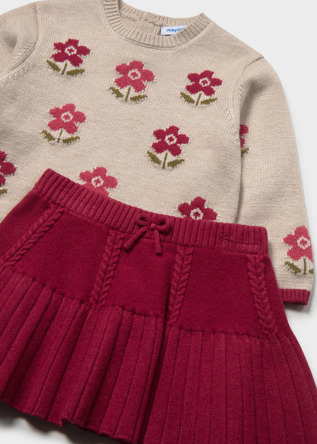 Conjunto falda y jersey intarsia bebé