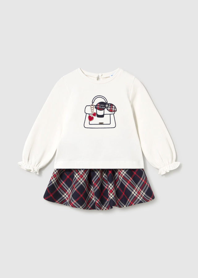 Conjunto falda cuadros y camiseta bebé