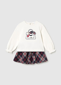 Conjunto falda cuadros y camiseta bebé