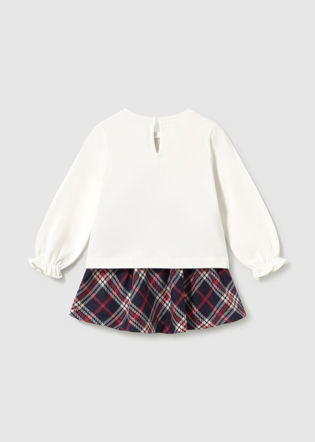 Conjunto falda cuadros y camiseta bebé