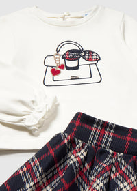 Conjunto falda cuadros y camiseta bebé