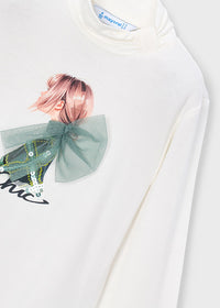 Camiseta semicisne gráfica niña