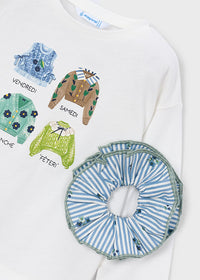 Camiseta con coletero niña