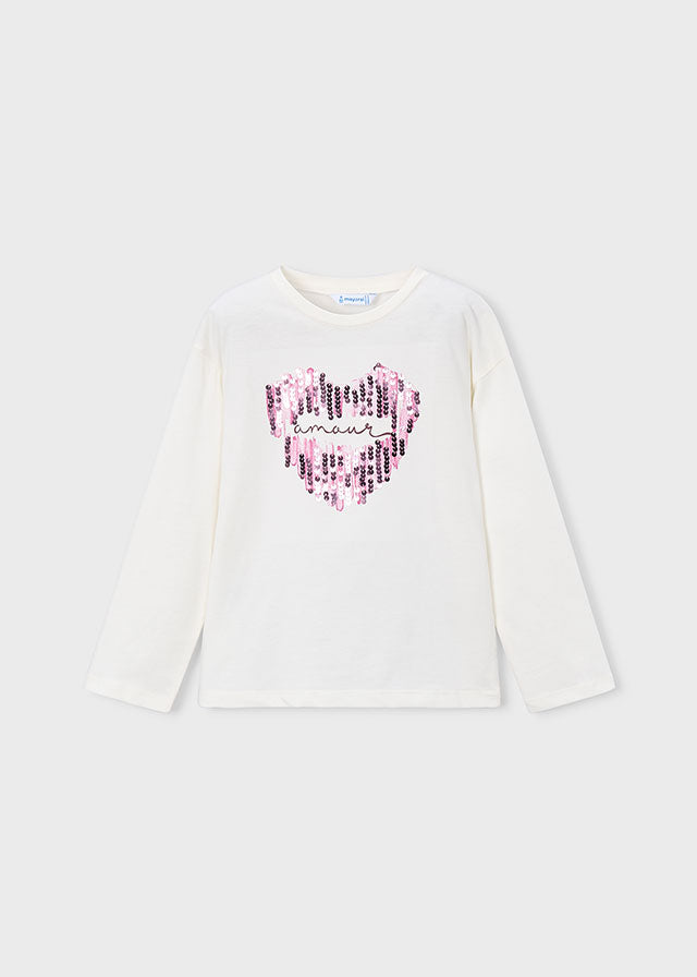 Camiseta serigrafía niña crudo malva – vista 2 – Tía Mía
