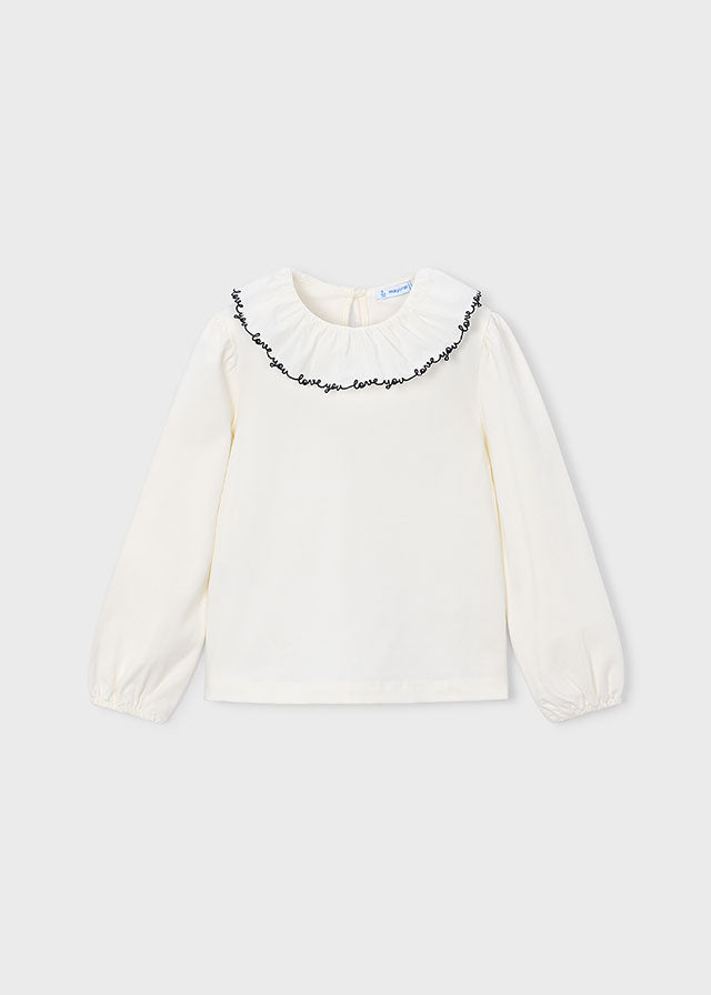 Blusa cuello volante niña