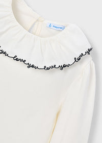 Blusa cuello volante niña