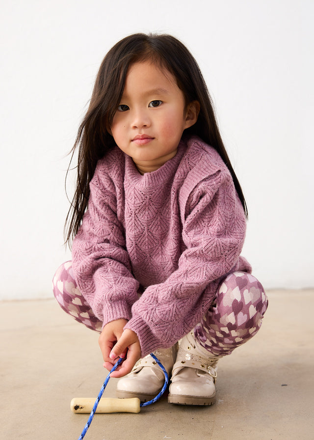 Jersey asimétrico niña, color violeta mezcla – vista 2 – Tía Mía